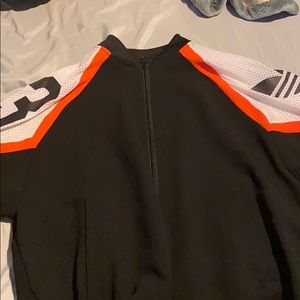 Adidas orange jersey zip up sweater